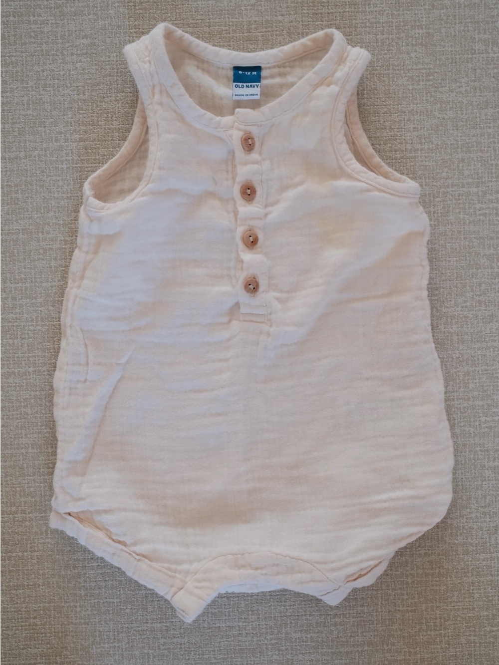 Old Navy Light Cream Sleeveless Baby One-Piece with Button Placket